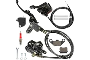 XIKOBY 110cc 125cc ATV Hand Rear Hydraulic Disc Brake Master Cylinder Caliper Kit for Tao Tao Coolster 90cc 70cc Kazuma Roketa Loncin SunL Chinese 4-Stroke Quad 4 Wheeler Part with 7/8 Thumb Throttle