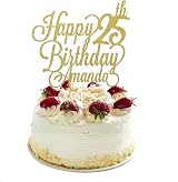 EKAM Personalised Glitter Cake Topper Custom Name Age Gold Birthday Party view 3