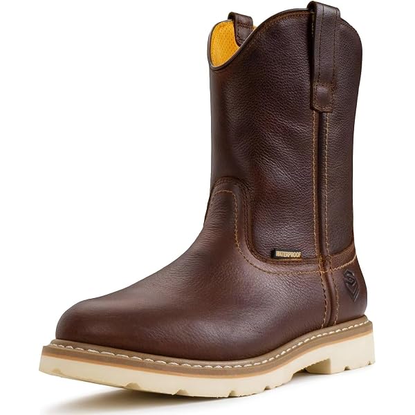 Brown Mid-Calf Pull-On Work  men’s Boots size 13  leather boots Amazon.com | Men main image 3