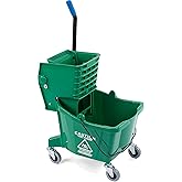 Carlisle FoodService Products 26-Quart Commercial Mop Bucket with Side-Press Wringer, Precision-Molded Polypropylene, Durable