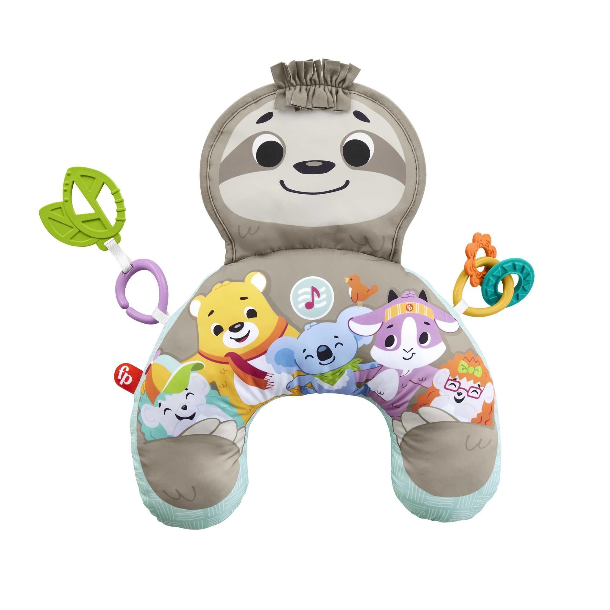 Fisher-Price Music and Vibe Sloth Tummy Wedge, Baby Tummy time Support with Activity Toys, GRR01