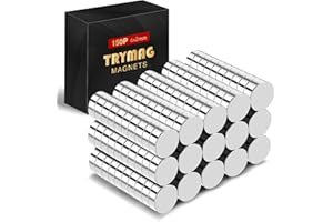 TRYMAG Small Magnets, 6x2mm 150 Pcs Tiny Rare Earth Magnets for Whiteboard, Small Round Disc Magnet for Fridge, Crafts, DIY, 