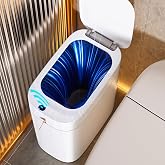 funest Bathroom Trash Can with Lid, Automatic Motion Sensor Trash Can, 3.5 Gallon Garbage Can, Type-C Rechargeable, Bag-Holding Design, One-Pull Auto Packing, Quiet-Close Hinge for Bedroom, Office