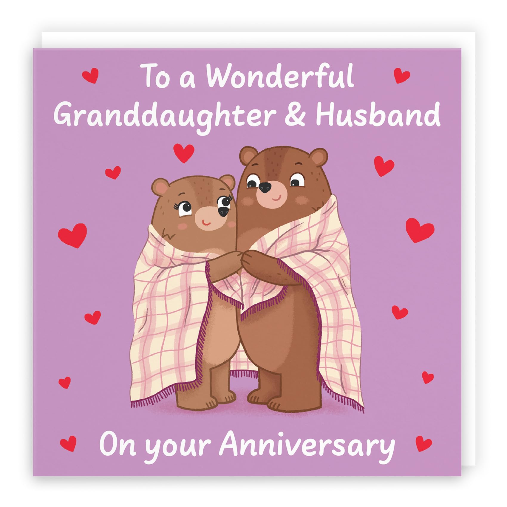 Hunts England - Cute Snuggly Bears Granddaughter And Husband Anniversary Card - Fun Bears Anniversary Card - Love Story Collection