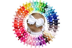 CÉLLOT Baby Girls Headbands Grosgrain Ribbon 4.5" Hair Bows Headband Big Bow Hair Bands for Toddler Pack of 40