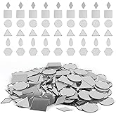 PP OPOUNT 300 PCS Mosaic Tiles, Triangles/Squares/Rounds/Rhombus/Sexangle Drop-Shaped Mini Mirror Pieces for Crafts, Disco Balls, Outdoor Decor, Interior Decoration - 1 Inch
