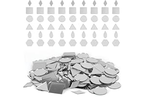 PP OPOUNT 300 PCS Mosaic Tiles, Triangles/Squares/Rounds/Rhombus/Sexangle Drop-Shaped Mini Mirror Pieces for Crafts, Disco Balls, Outdoor Decor, Interior Decoration - 1 Inch