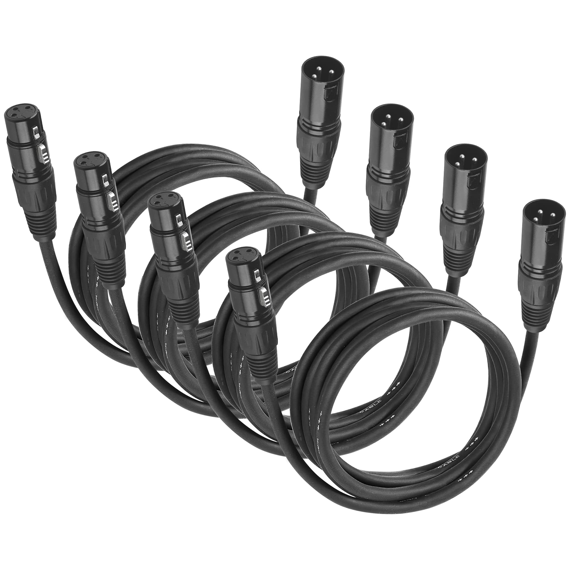 jindaaudio DMX Cable 3m, 10ft XLR Cables for Stage Light or Microphone, 3 Pin DMX Cables With Male to Female Connector.(Pack of 4)