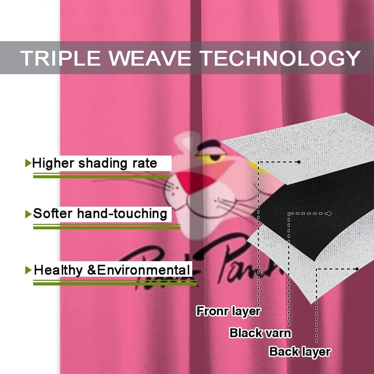 Amazon Co Jp ピンクパンサー画像の壁紙 カーテン 1級遮光 断熱 防寒 おしゃれ 可愛い 遮光カーテン 両開き リビング用 寝室用 幅132 丈1cm 2枚組 ホーム キッチン