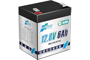 HRBEENERGY 12V 6AH LiFePO4 Battery Rechargeable Lithium Battery, Built-in 6A Stable BMS Protection, 2000+ Deep Cycles, Perfect for Small Backup UPS,Ride on Toys,Lighting, Home Alarm System, Camera