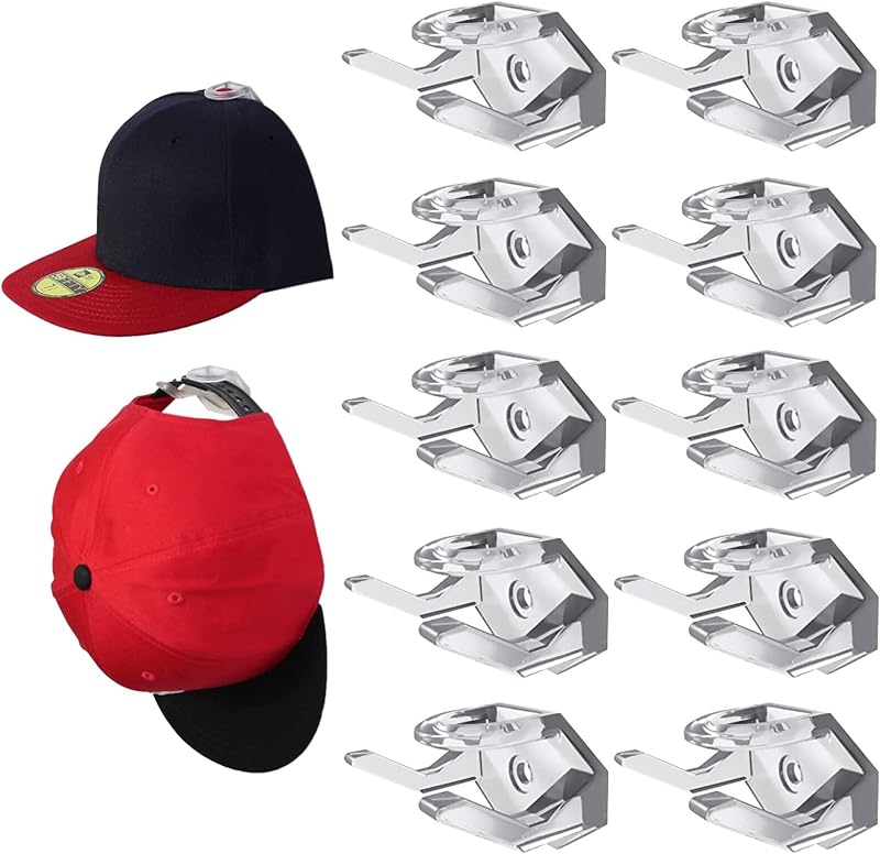 EACHPT Adhesive Hat Hooks 10Pcs Wall Mounted Minimalist Cap Display Rack