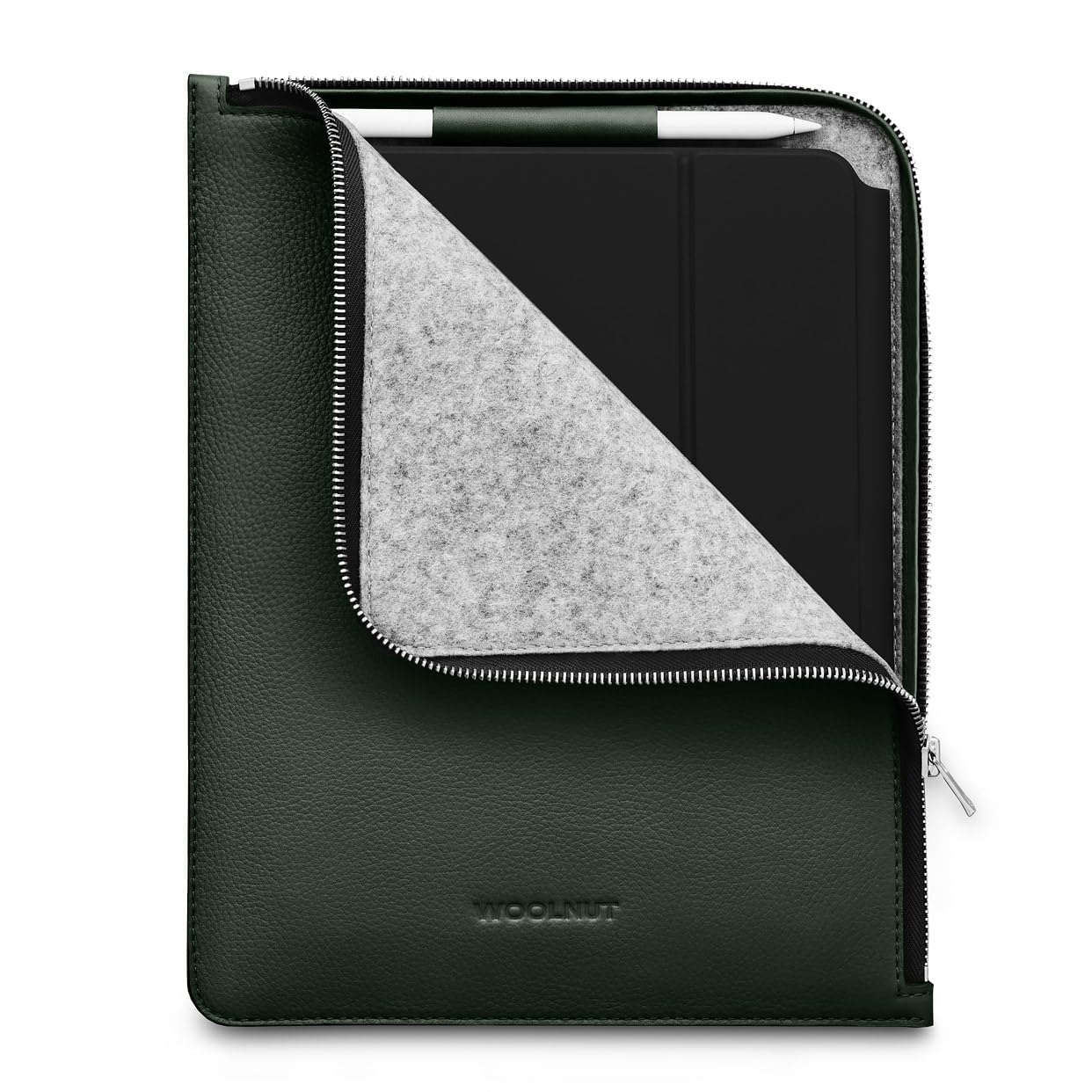 WOOLNUT Leather Folio Cover Case for iPad Pro 11 & Air 11 & 10.9 inch - Green/iPad Air 5th Generation Case with Pencil Holder/Slim iPad Air Case for 6th Generation and more/Full-Grain Leather
