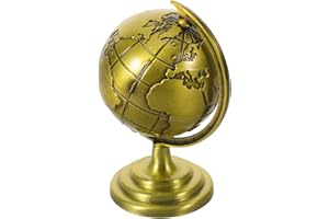 HEALSOPTHY Mini Vintage Metal Rotating Globe Decor, Small Antique Bronze Desk Globe for Office Desktop Ornament