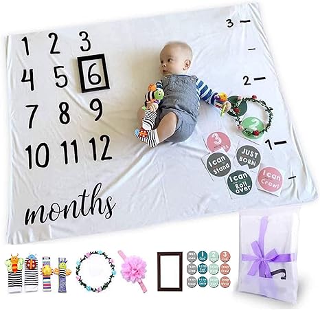 Amazon Com Baby Gift New Parents Gifts Baby Monthly Hito Crecimiento Tabla Manta Bebe Nina Regalo Bebe Ninos Regalo Incluye Marco Para Bebe Corona Diadema Pegatinas Mensuales Calcetin Y Sonajeros De Muneca Kitchen