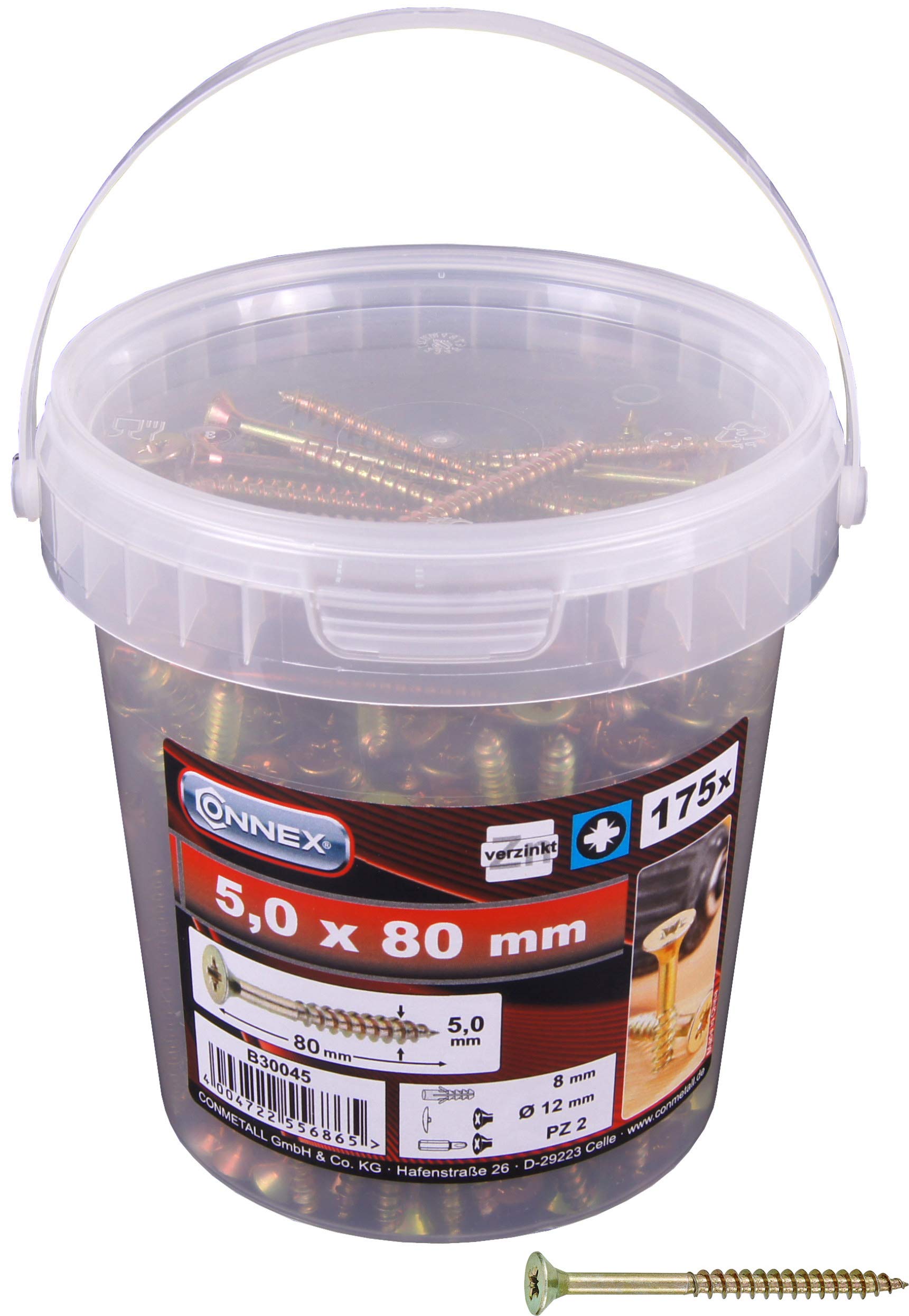 CONNEX B30045 5 x 80mm Uni-Screws in Bucket