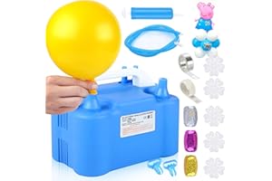 HXHWISE Balloon Pump, Electric Balloon Pump,Portable Dual Nozzles Electric Balloon Air Pump Kit, Electric Balloon Inflator 110V 600W with Tying Tool, Colored Ribbons for Party Decoration