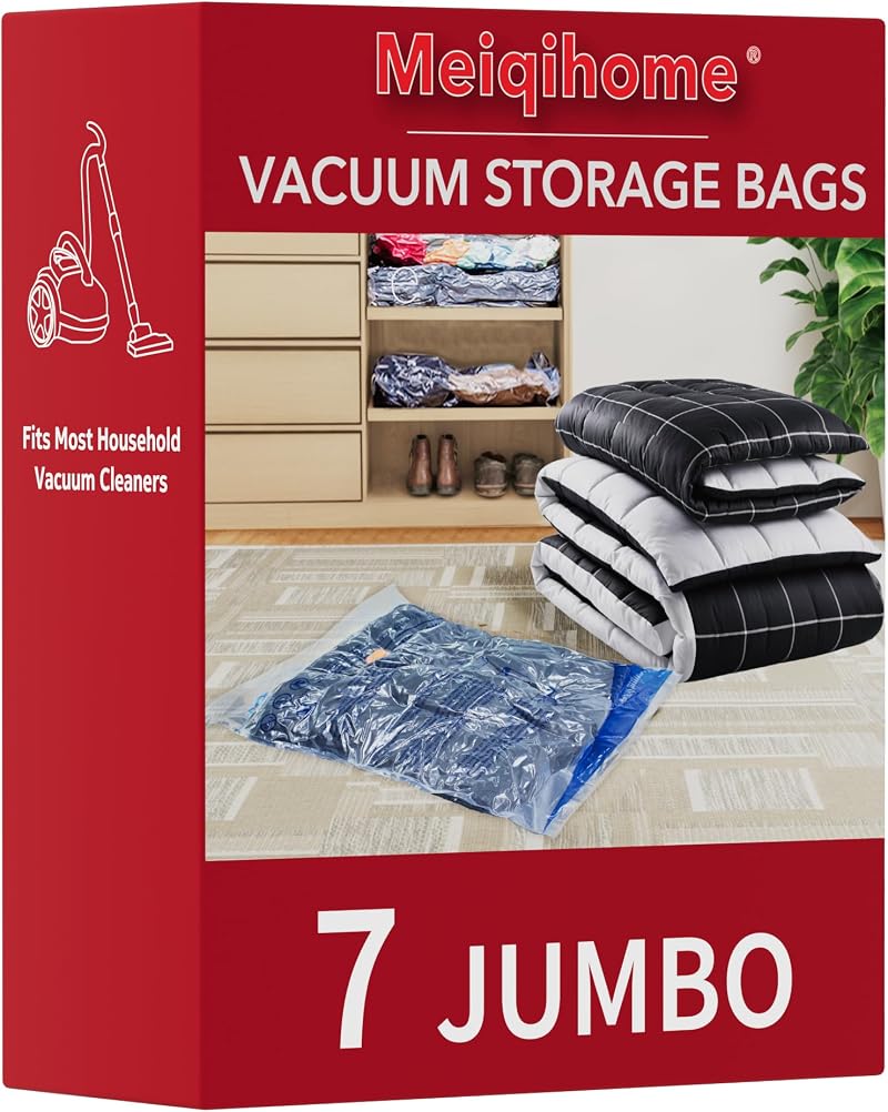 MEIQIHOME Vacuum Storage Bags Jumbo 7 Pack Space Saver 39x27 Double Zip