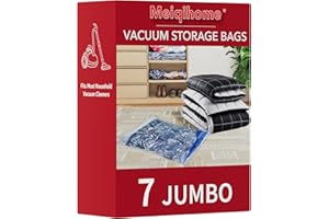 MEIQIHOME Vacuum Storage Bags 7 Jumbo, Space Saver Sealer Bags,Plastic Packaging Bags,Compression Bags for Clothes, Pillows, Comforters, Blankets, Bedding,No pump included