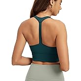 ODODOS Women's Halter Sports Bra Padded Y Racerback Medium Support Wirefree Workout Yoga Top with Removable Pads