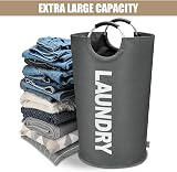 DOKEHOM 90L Large Collapsible Laundry Basket Freestanding Tall Hamper Dark Grey view 5