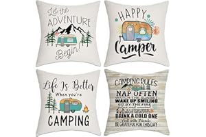 OCCdesign Set of 4 Camper Decor Gift Rv Travel Trailer Accessories Decoration for Inside Camping Pillow Cover for Bedding Sofa Couch -CPC022