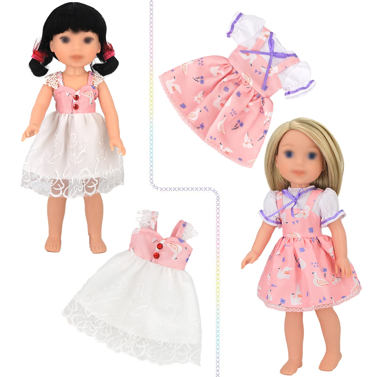 SOTOGO 11 Sets American Wellie Doll Clothes Outfits Dresses Pajamas Swimsuit, Wishers Doll Clothes Fit for 14 to 14.5 Inch Dolls