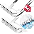JIGA 2 Pack Floor Scrub Brush with Long Handle, Stiff Bristle Brush Scrubber, Cleaning Brush for Deck, Bathroom, Tub, Tile, G