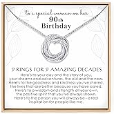 Annamate Birthday Gifts for Women Sterling Silver 30th 40th 50th 60th 70th 80th 90th Birthday Necklace For Her 3 4 5 6 7 8 9 Decade Jewelry 30 40 50 60 70 80 90 Years Old