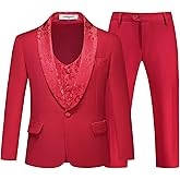 Lamgool Boys Suits Slim Fit Tuxedo Set 3 Pieces with Jacket Vest Pant for Kids Prom Wedding Formal Dresswear Outfit 4-16Y