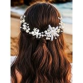 GORAIS Starfish Bride Wedding Hair Vine Silver Pearl Bridal Mermaid Headpiece Beach Hair Accessories Headband for Women and Girls