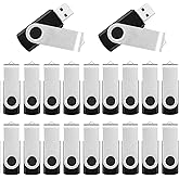 4GB Flash Drive Bulk USB Drives, 20 Pack USB2.0 Thumb Drives Memory Stick Pendrive Jump Drive, Swivel Design USB Storage Flash Drive Plug-and-Play Photo Stick Zip Drive for Windows/Mac/Linux/PC