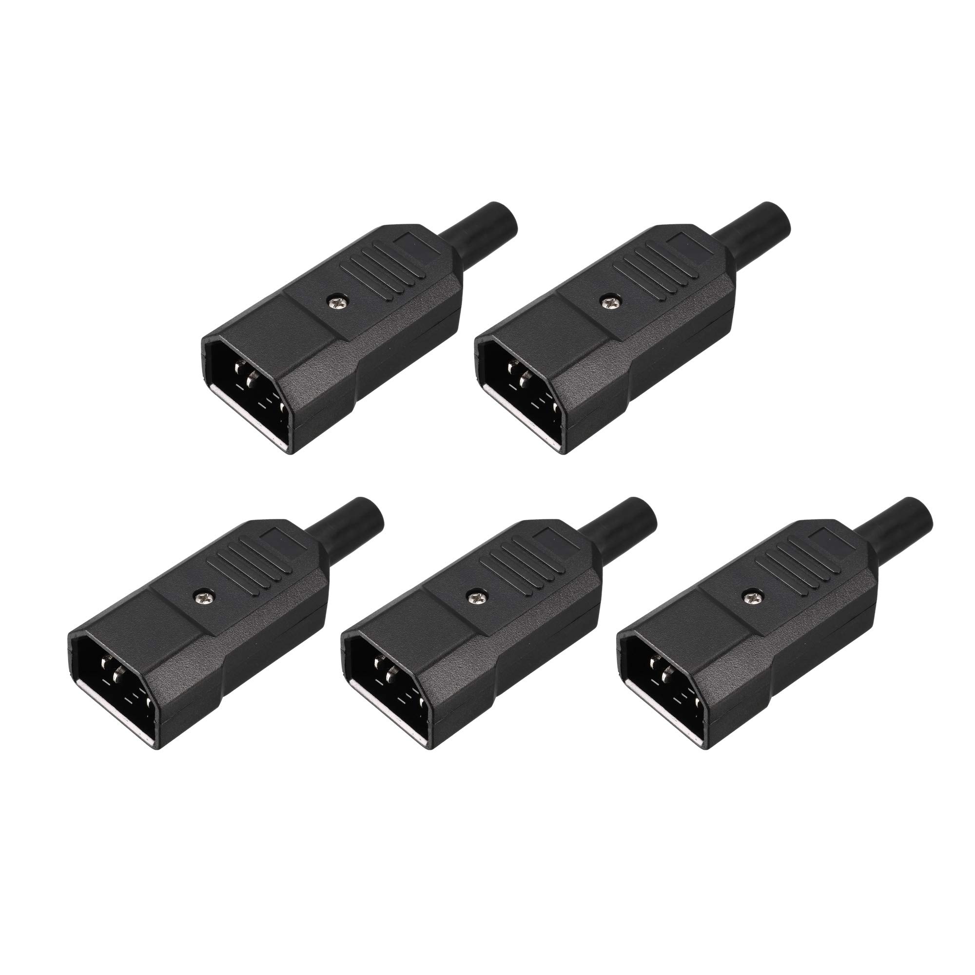 sourcing map 5Pcs AC250V 10A IEC320 C14 Male 3 Terminals Power Socket Adapter Connector