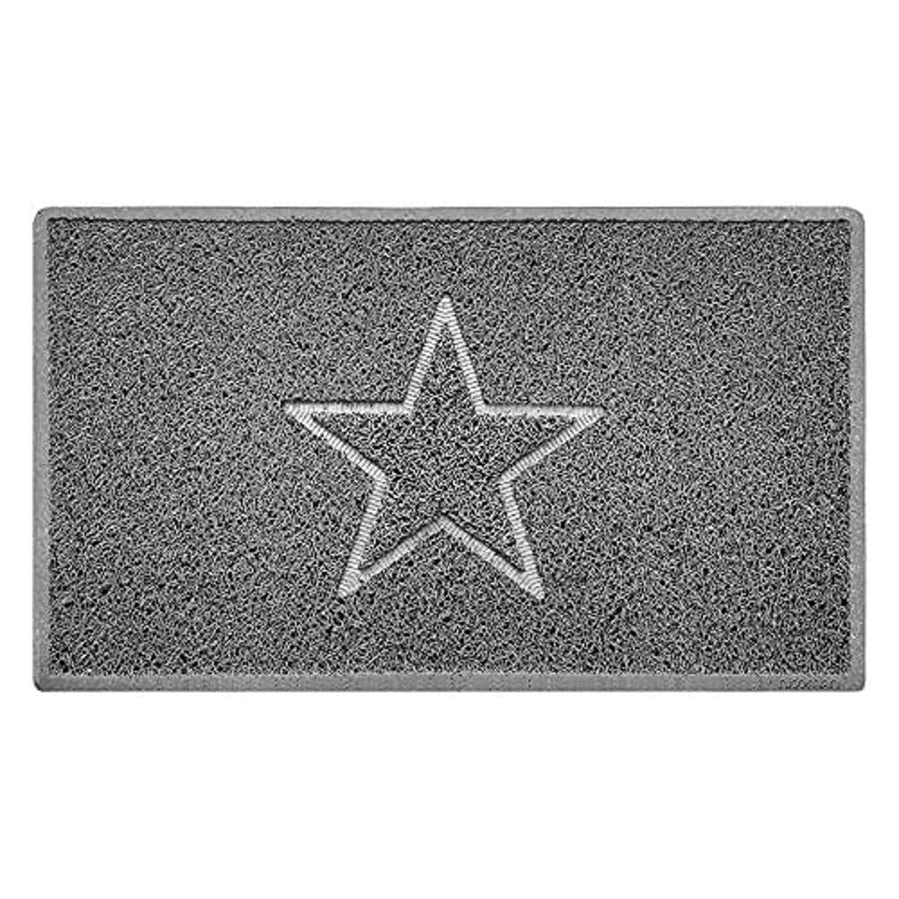 Nicoman Star Shape Embossed Entrance Door Mat Non Slip Dirt Trapper PVC Spaghetti Mat with Rubber Base, Jet Washable Quick Drying Doormat Drainage Outdoor Use Only - (Medium, Grey, 75 x 44cm)