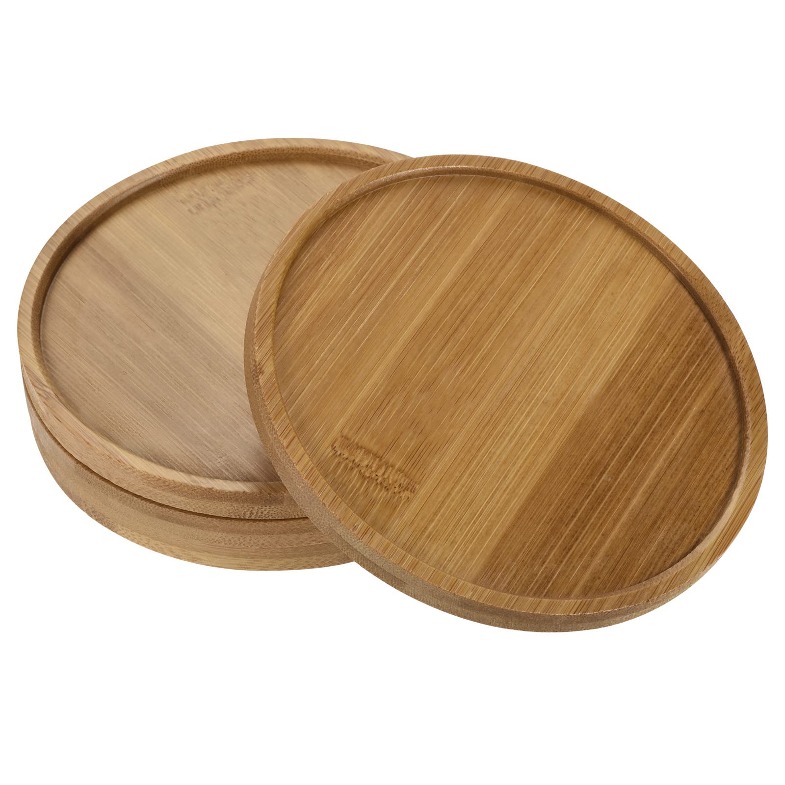 PATIKIL Plant Pot Saucer, 4 Pack 5 Inch OD Bamboo Round Flower Drip Tray for Indoors