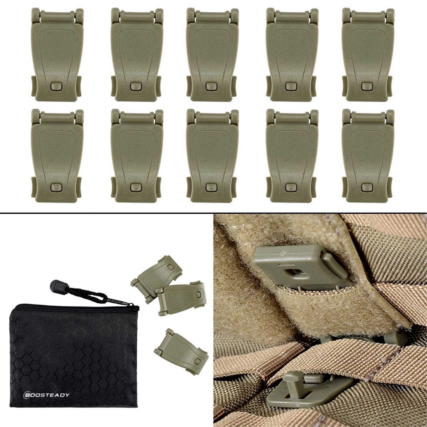 BOOSTEADY MOLLE Clips Tactical Strap Management Tool Web Dominator Backpack Accessories