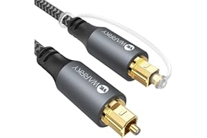 Warrky Optical Audio Cable, 6ft / 1.8m Optical Cable for Soundbar [Nylon Braided, Slim Metal Case, Gold-Plated Plug], Digital