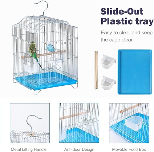 thumbnail image 2 of Small Bird Cage Capuca Small Bird Travel Cage-Lightweight Small Birds Starter Kit With Birdcages And Accessories Great For Parakeets Lovebirds Parrotlets Finches Canaries Removable Plastic Tray Include Budgie Cage 2 of 14