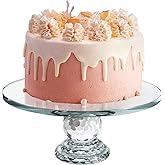 Uten Crystal Glass Cake Stand, 11'' Cake Display Stand, Crystal Glass Fruit Plate, Clear Crystal Cake Stand, Display Desserts Holder for Wedding Cakes Serving Platters