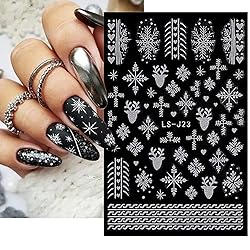 Christmas Nail Art Stickers - 3D Snowflake Glitter