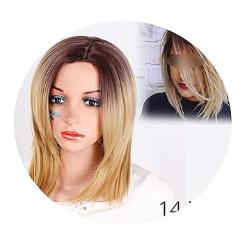 Amazon Com Wigs Women Synthetic Short Blonde Brown Straight Wig
