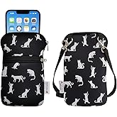 Tainada Neoprene Universal Cell Phone Double Zipper Sleeve Pouch Case Carrier Bag for Men Women w/Crossbody Strap/Neck Lanyard | Shock-Absorbing | Lightweight | (Silhouette Cats)