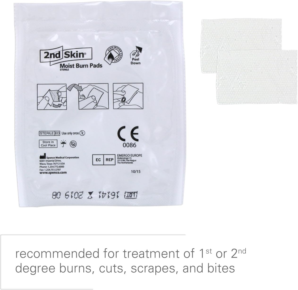 Spenco 2nd Skin Moist Burn Pads, Medium (2 x 3 Inches), 4-Count: Industrial & Scientific