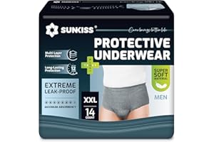 SUNKISS Incontinence Underwear for Men,Daytime Disposable Adult Pull Ups,Mens Protective Briefs with Maximum Absorbency, XXLa