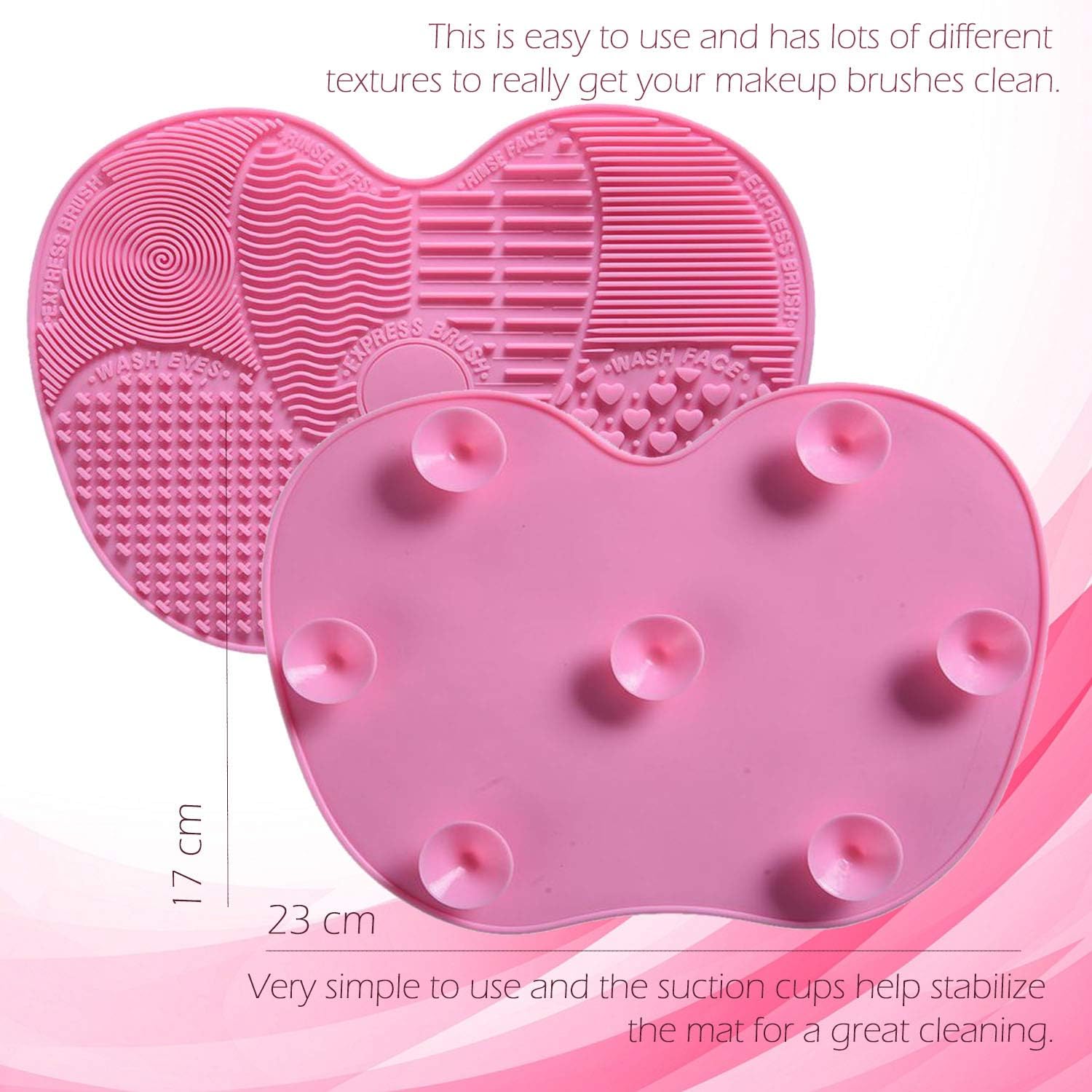 Silicone Makeup Brush Cleaner Mat, Pink - Image 3