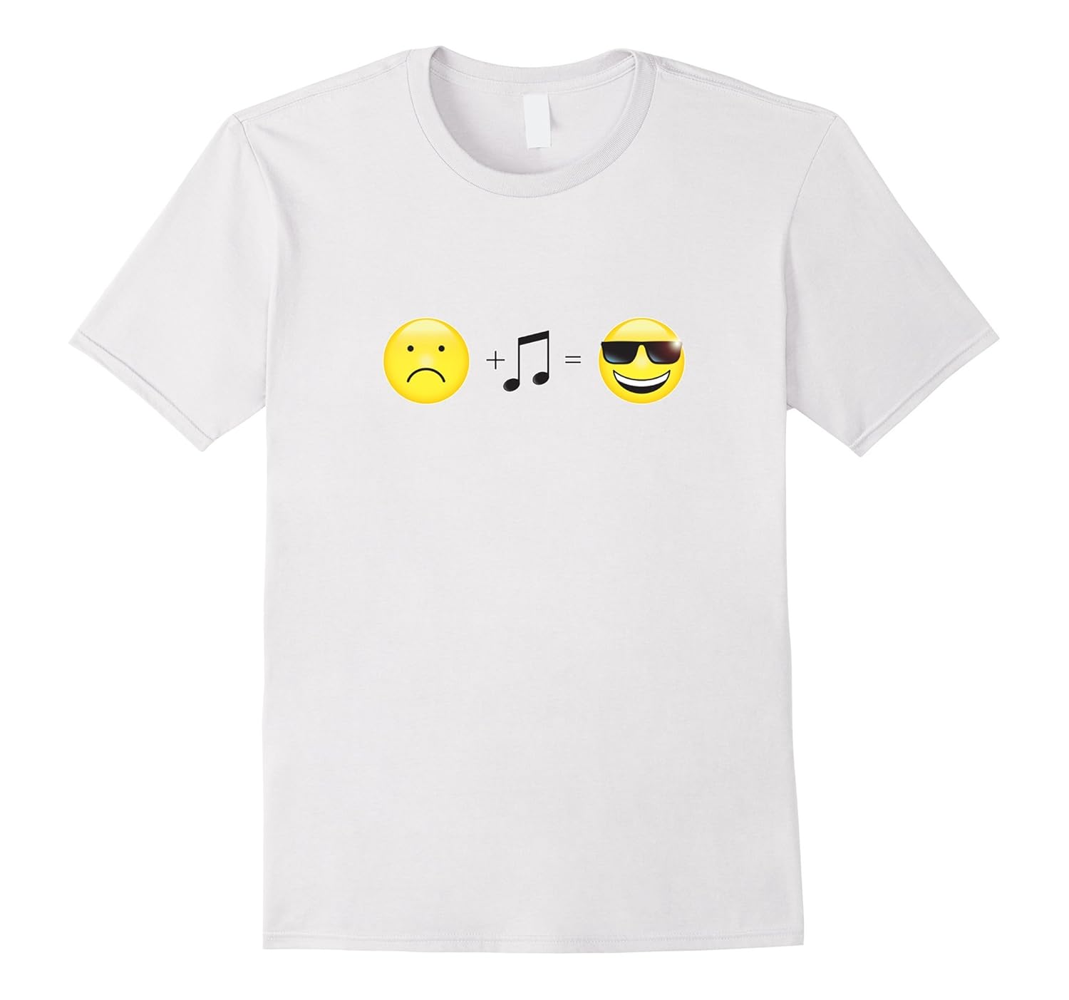 Sad Emoji Plus Music Equals Happy Cool Emoji Tshirt