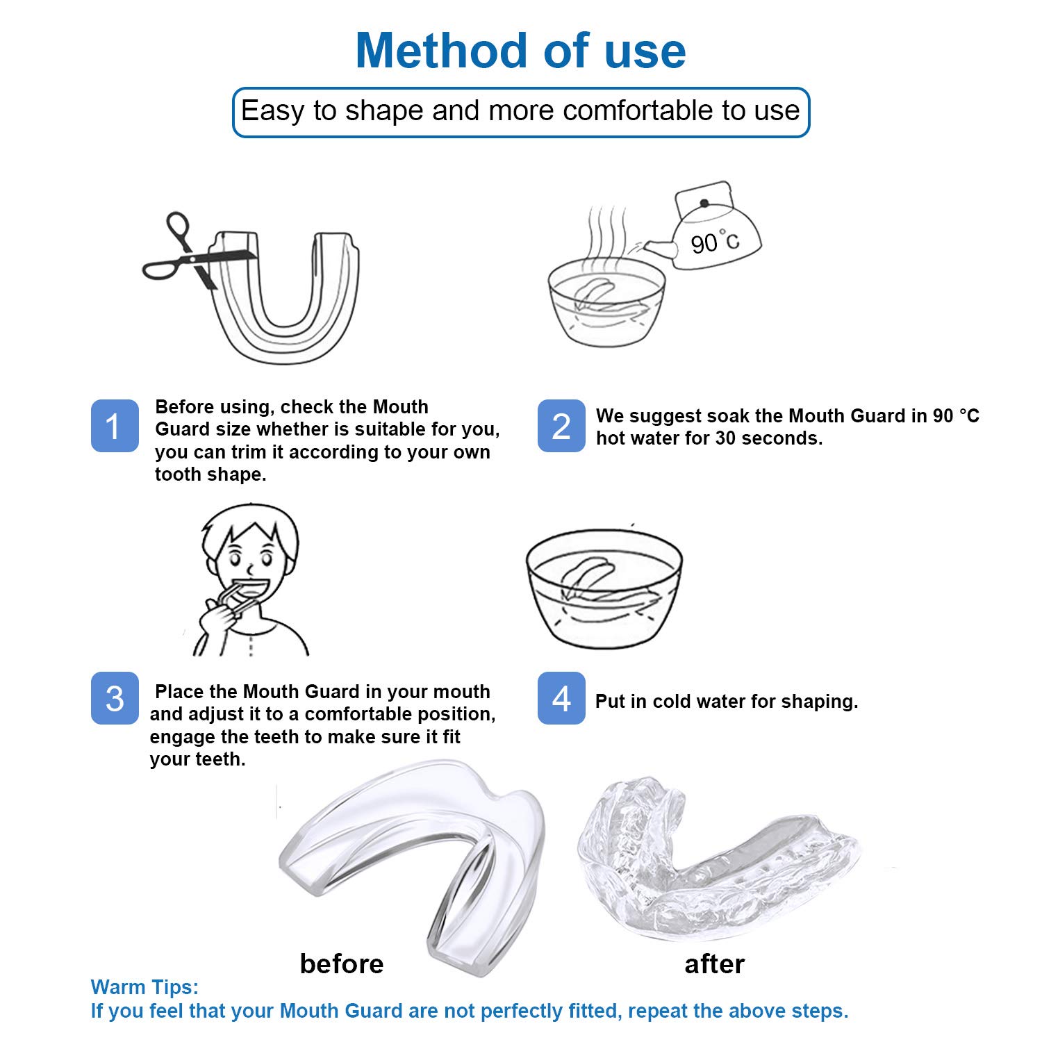 Kids Mouth Guard for Grinding Teeth, Pack of 6 Night Guard for Teeth Whitening Trays Clenching Bruxism Mouthguard, Moldable Sleep Bite Guard for Child and Women with Small Mouth : Beauty
