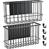 NiHome Magnetic Metal Basket Organizers, Dryer Ball Holder, 2PCS Medium & Small, Versatile Storage for Kitchen & Office Holds Up to 14 lbs, Easy Attach to Refrigerator or Any Magnetic Surface(Black)