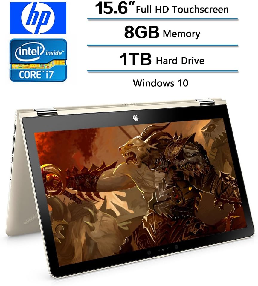 HP Convertible 2-in-1 15.6 inch Touchscreen FHD IPS Laptop (1920 x 1080), Intel Core i7 8550U (Up to 4GHz), 1TB Hard Drive, 8GB Memory, 2GB Radeon 530 Dedicated, Win 10 Home