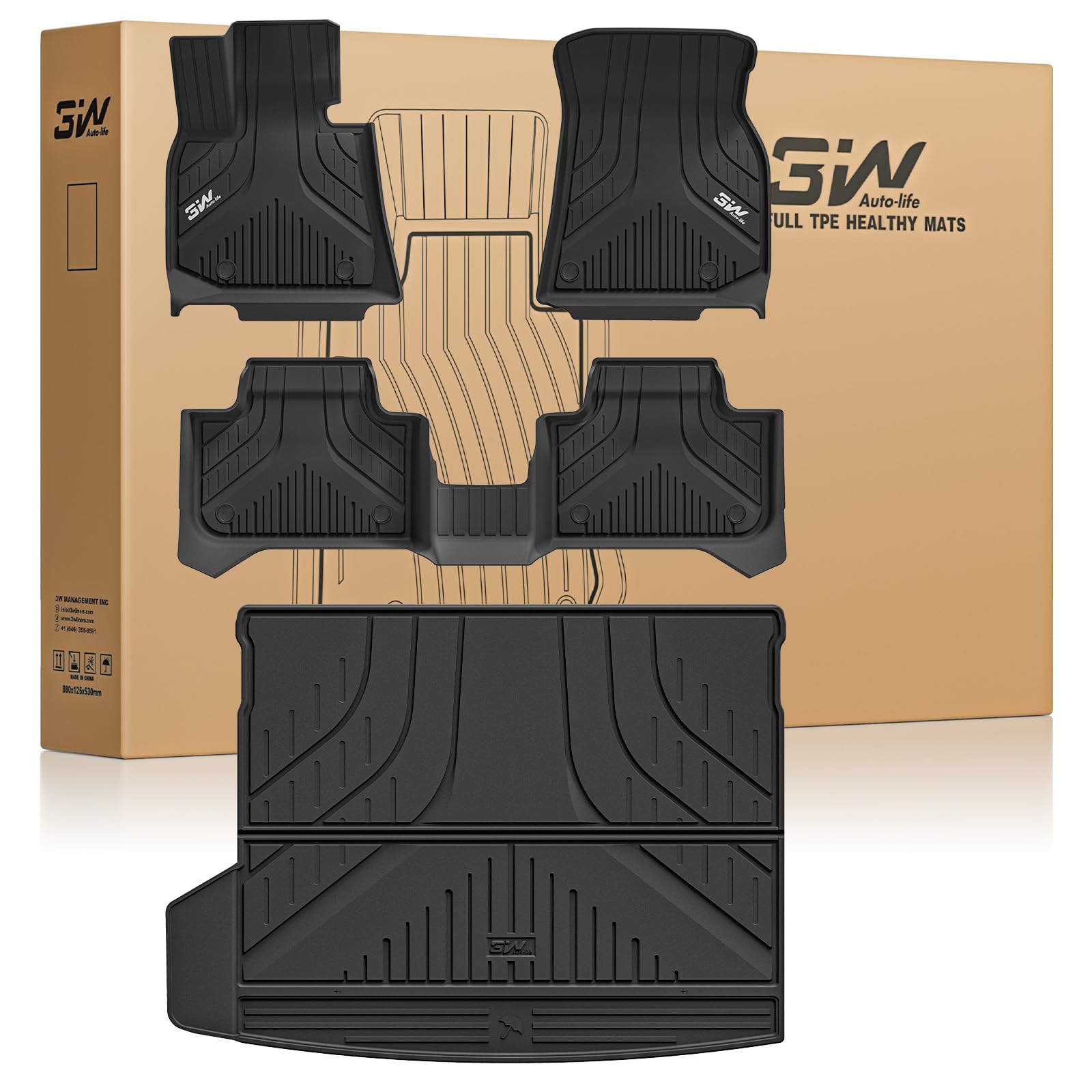 Photo 1 of 3W Floor Mats & Cargo Liner for BMW X3 G45 2025 2026, Accessories Custom Fit TPE All Weather 1st & 2nd Row Car Mats and Trunk Liners for BMW X3 30/M50 xDrive