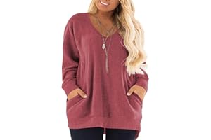 DOLNINE Women's Plus Size Sweatshirts Color Block Long Sleeve Pocket Shirts Tops